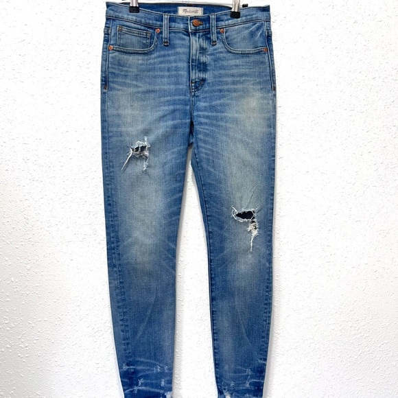 Madewell Blue Distressed 9” high rise skinnyJeans 28 - Picture 6 of 12